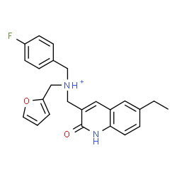 ChemSpider 2D Image | (6-Ethyl-2-oxo-1,2-dihydro-3-quinolinyl)-N-(4-fluorobenzyl)-N-(2-furylmethyl)methanaminium | C24H24FN2O2