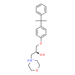 ChemSpider 2D Image | 4-{(2S)-2-Hydroxy-3-[4-(2-phenyl-2-propanyl)phenoxy]propyl}morpholin-4-ium | C22H30NO3