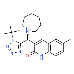ChemSpider 2D Image | 1-{(S)-(6-Methyl-2-oxo-1,2-dihydro-3-quinolinyl)[1-(2-methyl-2-propanyl)-1H-tetrazol-5-yl]methyl}azepanium | C22H31N6O