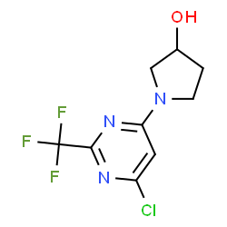 ChemSpider 2D Image | 1-[6-Chloro-2-(trifluoromethyl)-4-pyrimidinyl]-3-pyrrolidinol | C9H9ClF3N3O