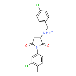 ChemSpider 2D Image | (3S)-N-(4-Chlorobenzyl)-1-(3-chloro-4-methylphenyl)-2,5-dioxo-3-pyrrolidinaminium | C18H17Cl2N2O2