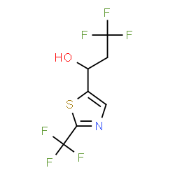 ChemSpider 2D Image | 3,3,3-Trifluoro-1-[2-(trifluoromethyl)-1,3-thiazol-5-yl]-1-propanol | C7H5F6NOS