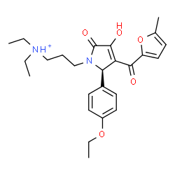 ChemSpider 2D Image | 3-[(2R)-2-(4-Ethoxyphenyl)-4-hydroxy-3-(5-methyl-2-furoyl)-5-oxo-2,5-dihydro-1H-pyrrol-1-yl]-N,N-diethyl-1-propanaminium | C25H33N2O5
