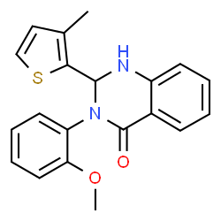 ChemSpider 2D Image | 3-(2-Methoxyphenyl)-2-(3-methyl-2-thienyl)-2,3-dihydro-4(1H)-quinazolinone | C20H18N2O2S