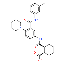 ChemSpider 2D Image | (1S,2S)-2-({3-[(3-Methylphenyl)carbamoyl]-4-(1-piperidinyl)phenyl}carbamoyl)cyclohexanecarboxylate | C27H32N3O4