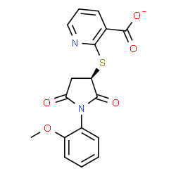 ChemSpider 2D Image | 2-{[(3R)-1-(2-Methoxyphenyl)-2,5-dioxo-3-pyrrolidinyl]sulfanyl}nicotinate | C17H13N2O5S