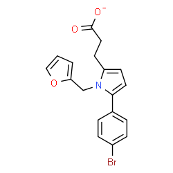 ChemSpider 2D Image | 3-[5-(4-Bromophenyl)-1-(2-furylmethyl)-1H-pyrrol-2-yl]propanoate | C18H15BrNO3