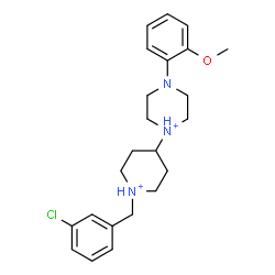 ChemSpider 2D Image | 1-[1-(3-Chlorobenzyl)-4-piperidiniumyl]-4-(2-methoxyphenyl)piperazin-1-ium | C23H32ClN3O