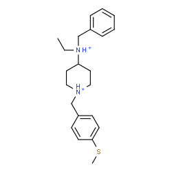 ChemSpider 2D Image | 4-[Benzyl(ethyl)ammonio]-1-[4-(methylsulfanyl)benzyl]piperidinium | C22H32N2S