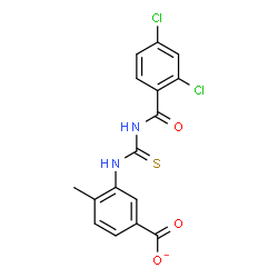 ChemSpider 2D Image | 3-{[(2,4-Dichlorobenzoyl)carbamothioyl]amino}-4-methylbenzoate | C16H11Cl2N2O3S