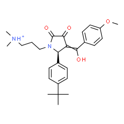 ChemSpider 2D Image | 3-{(2R)-3-[Hydroxy(4-methoxyphenyl)methylene]-2-[4-(2-methyl-2-propanyl)phenyl]-4,5-dioxo-1-pyrrolidinyl}-N,N-dimethyl-1-propanaminium | C27H35N2O4