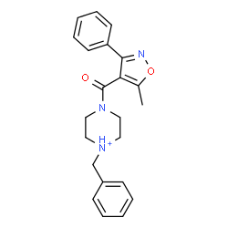ChemSpider 2D Image | 1-Benzyl-4-[(5-methyl-3-phenyl-1,2-oxazol-4-yl)carbonyl]piperazin-1-ium | C22H24N3O2