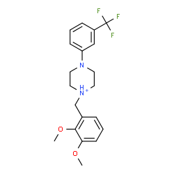 ChemSpider 2D Image | 1-(2,3-Dimethoxybenzyl)-4-[3-(trifluoromethyl)phenyl]piperazin-1-ium | C20H24F3N2O2