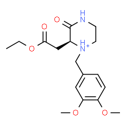 ChemSpider 2D Image | (2S)-1-(3,4-Dimethoxybenzyl)-2-(2-ethoxy-2-oxoethyl)-3-oxopiperazin-1-ium | C17H25N2O5