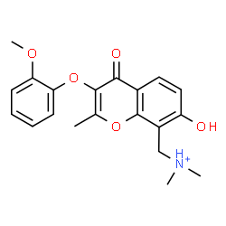 ChemSpider 2D Image | [7-Hydroxy-3-(2-methoxyphenoxy)-2-methyl-4-oxo-4H-chromen-8-yl]-N,N-dimethylmethanaminium | C20H22NO5