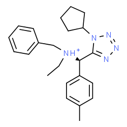 ChemSpider 2D Image | N-Benzyl-N-[(S)-(1-cyclopentyl-1H-tetrazol-5-yl)(4-methylphenyl)methyl]ethanaminium | C23H30N5