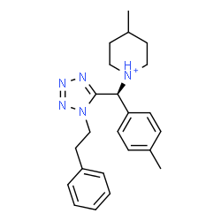 ChemSpider 2D Image | 4-Methyl-1-{(S)-(4-methylphenyl)[1-(2-phenylethyl)-1H-tetrazol-5-yl]methyl}piperidinium | C23H30N5