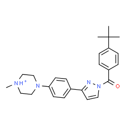 ChemSpider 2D Image | 1-Methyl-4-(4-{1-[4-(2-methyl-2-propanyl)benzoyl]-1H-pyrazol-3-yl}phenyl)piperazin-1-ium | C25H31N4O
