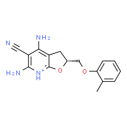 ChemSpider 2D Image | (2R)-4,6-Diamino-5-cyano-2-[(2-methylphenoxy)methyl]-2,3-dihydrofuro[2,3-b]pyridin-7-ium | C16H17N4O2