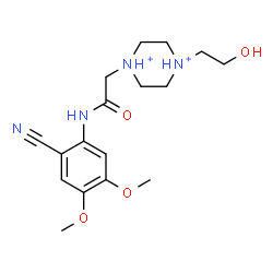 ChemSpider 2D Image | 1-{2-[(2-Cyano-4,5-dimethoxyphenyl)amino]-2-oxoethyl}-4-(2-hydroxyethyl)piperazinediium | C17H26N4O4