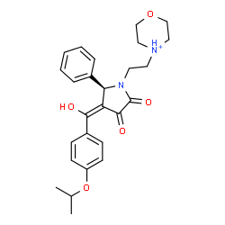 ChemSpider 2D Image | 4-(2-{(2R,3E)-3-[Hydroxy(4-isopropoxyphenyl)methylene]-4,5-dioxo-2-phenyl-1-pyrrolidinyl}ethyl)morpholin-4-ium | C26H31N2O5