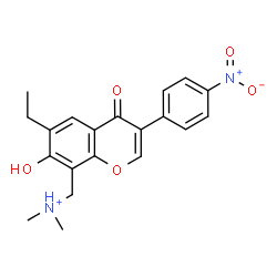 ChemSpider 2D Image | [6-Ethyl-7-hydroxy-3-(4-nitrophenyl)-4-oxo-4H-chromen-8-yl]-N,N-dimethylmethanaminium | C20H21N2O5