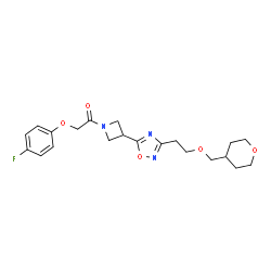 ChemSpider 2D Image | 2-(4-Fluorophenoxy)-1-(3-{3-[2-(tetrahydro-2H-pyran-4-ylmethoxy)ethyl]-1,2,4-oxadiazol-5-yl}-1-azetidinyl)ethanone | C21H26FN3O5