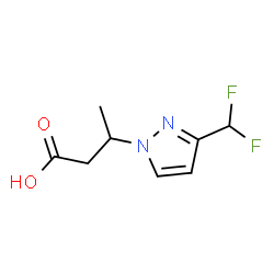 ChemSpider 2D Image | 3-[3-(Difluoromethyl)-1H-pyrazol-1-yl]butanoic acid | C8H10F2N2O2