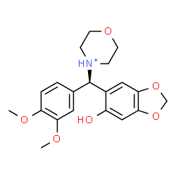 ChemSpider 2D Image | 4-[(R)-(3,4-Dimethoxyphenyl)(6-hydroxy-1,3-benzodioxol-5-yl)methyl]morpholin-4-ium | C20H24NO6