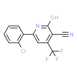 ChemSpider 2D Image | 6-(2-Chlorophenyl)-2-sulfanyl-4-(trifluoromethyl)nicotinonitrile | C13H6ClF3N2S