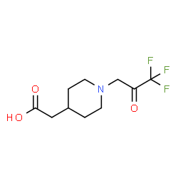 ChemSpider 2D Image | [1-(3,3,3-Trifluoro-2-oxopropyl)-4-piperidinyl]acetic acid | C10H14F3NO3