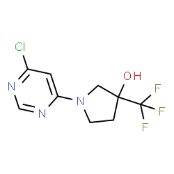 ChemSpider 2D Image | 1-(6-Chloro-4-pyrimidinyl)-3-(trifluoromethyl)-3-pyrrolidinol | C9H9ClF3N3O