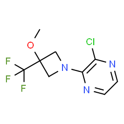 ChemSpider 2D Image | 2-Chloro-3-[3-methoxy-3-(trifluoromethyl)-1-azetidinyl]pyrazine | C9H9ClF3N3O