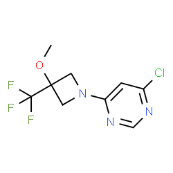 ChemSpider 2D Image | 4-Chloro-6-[3-methoxy-3-(trifluoromethyl)-1-azetidinyl]pyrimidine | C9H9ClF3N3O