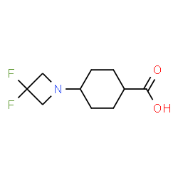 ChemSpider 2D Image | 4-(3,3-Difluoro-1-azetidinyl)cyclohexanecarboxylic acid | C10H15F2NO2