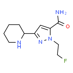 ChemSpider 2D Image | 1-(2-Fluoroethyl)-3-(2-piperidinyl)-1H-pyrazole-5-carboxamide | C11H17FN4O