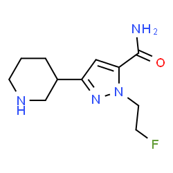 ChemSpider 2D Image | 1-(2-Fluoroethyl)-3-(3-piperidinyl)-1H-pyrazole-5-carboxamide | C11H17FN4O