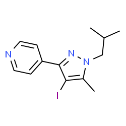 ChemSpider 2D Image | 4-(4-Iodo-1-isobutyl-5-methyl-1H-pyrazol-3-yl)pyridine | C13H16IN3