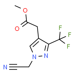 ChemSpider 2D Image | Methyl [1-(cyanomethyl)-3-(trifluoromethyl)-1H-pyrazol-4-yl]acetate | C9H8F3N3O2