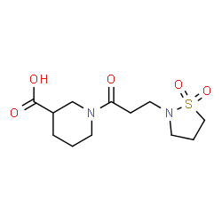 ChemSpider 2D Image | 1-[3-(1,1-Dioxido-1,2-thiazolidin-2-yl)propanoyl]-3-piperidinecarboxylic acid | C12H20N2O5S