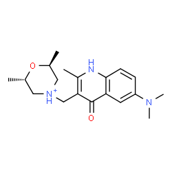ChemSpider 2D Image | (2S,6S)-4-{[6-(Dimethylamino)-2-methyl-4-oxo-1,4-dihydro-3-quinolinyl]methyl}-2,6-dimethylmorpholin-4-ium | C19H28N3O2