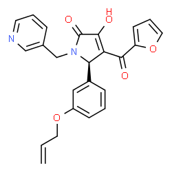 ChemSpider 2D Image | (5R)-5-[3-(Allyloxy)phenyl]-4-(2-furoyl)-3-hydroxy-1-(3-pyridinylmethyl)-1,5-dihydro-2H-pyrrol-2-one | C24H20N2O5