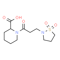 ChemSpider 2D Image | 1-[3-(1,1-Dioxido-1,2-thiazolidin-2-yl)propanoyl]-2-piperidinecarboxylic acid | C12H20N2O5S