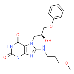 ChemSpider 2D Image | 7-[(2S)-2-Hydroxy-3-phenoxypropyl]-8-[(3-methoxypropyl)amino]-3-methyl-3,7-dihydro-1H-purine-2,6-dione | C19H25N5O5
