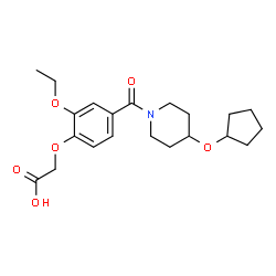 ChemSpider 2D Image | (4-{[4-(Cyclopentyloxy)-1-piperidinyl]carbonyl}-2-ethoxyphenoxy)acetic acid | C21H29NO6