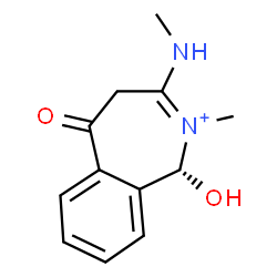 ChemSpider 2D Image | (1R)-1-Hydroxy-2-methyl-3-(methylamino)-5-oxo-4,5-dihydro-1H-2-benzazepinium | C12H15N2O2