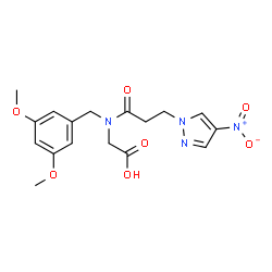 ChemSpider 2D Image | N-(3,5-Dimethoxybenzyl)-N-[3-(4-nitro-1H-pyrazol-1-yl)propanoyl]glycine | C17H20N4O7