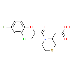 ChemSpider 2D Image | {4-[2-(2-Chloro-4-fluorophenoxy)propanoyl]-3-thiomorpholinyl}acetic acid | C15H17ClFNO4S