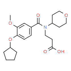 ChemSpider 2D Image | N-[4-(Cyclopentyloxy)-3-methoxybenzoyl]-N-(tetrahydro-2H-pyran-4-yl)-beta-alanine | C21H29NO6