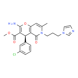 ChemSpider 2D Image | Methyl (4R)-2-amino-4-(3-chlorophenyl)-6-[3-(1H-imidazol-1-yl)propyl]-7-methyl-5-oxo-5,6-dihydro-4H-pyrano[3,2-c]pyridine-3-carboxylate | C23H23ClN4O4